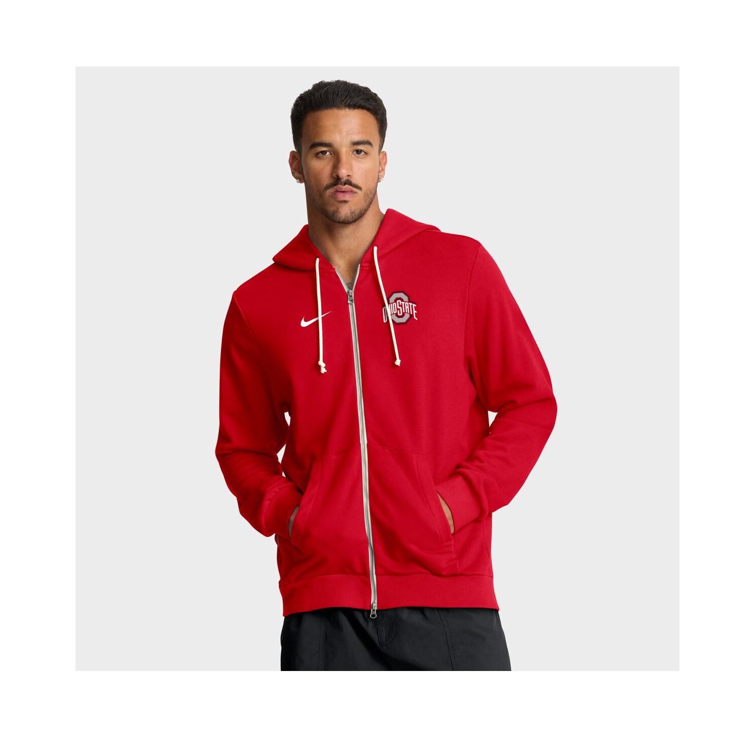 Men's Scarlet Ohio State Buckeyes 2025 Sideline Performance Full-Zip Hoodie