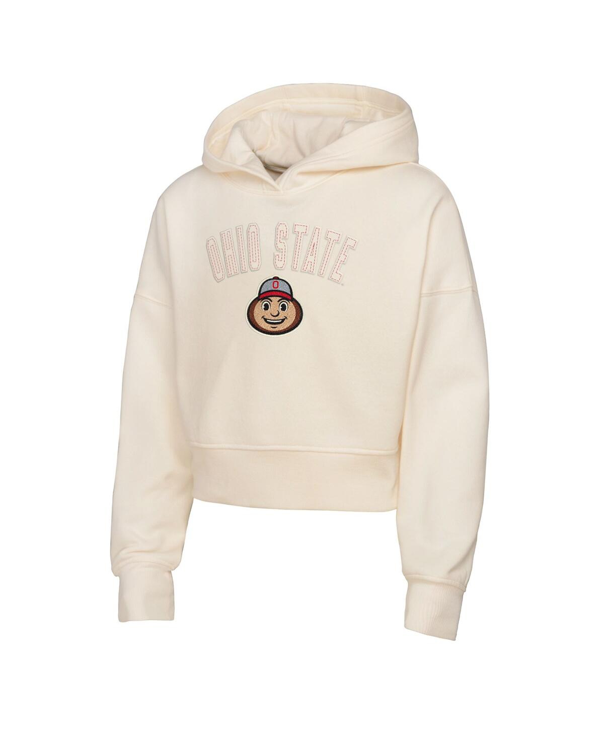 Outerstuff Big Boys And Girls Cream Ohio State Buckeyes Oversized Blitz Cropped Pullover Hoodie In Neutral