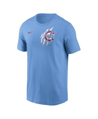 Men's Light Blue Chicago Cubs Alt Pinstripe T-Shirt