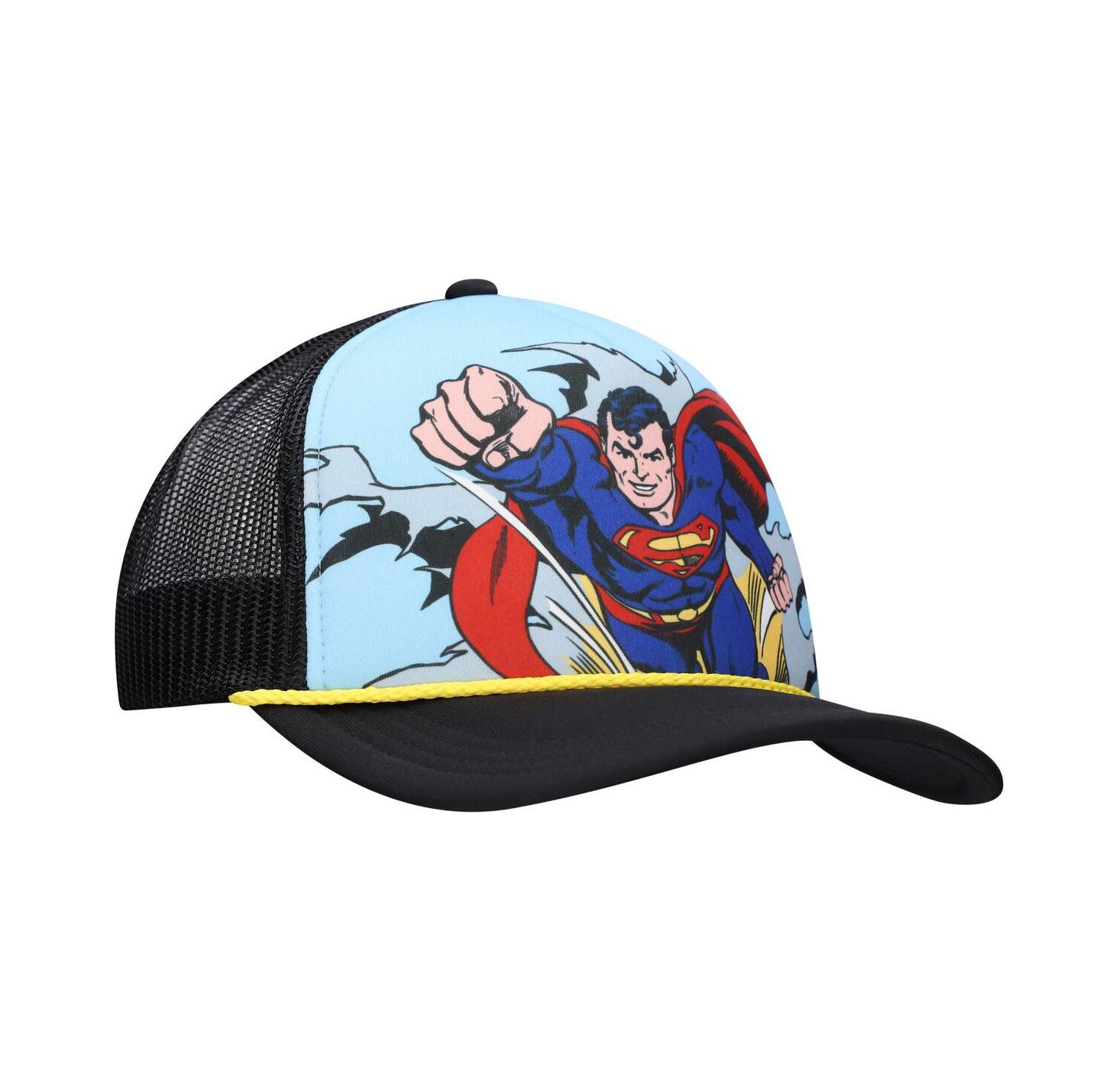 Men's and Women's Blue/Black Superman Graphic Foam Trucker Adjustable Hat