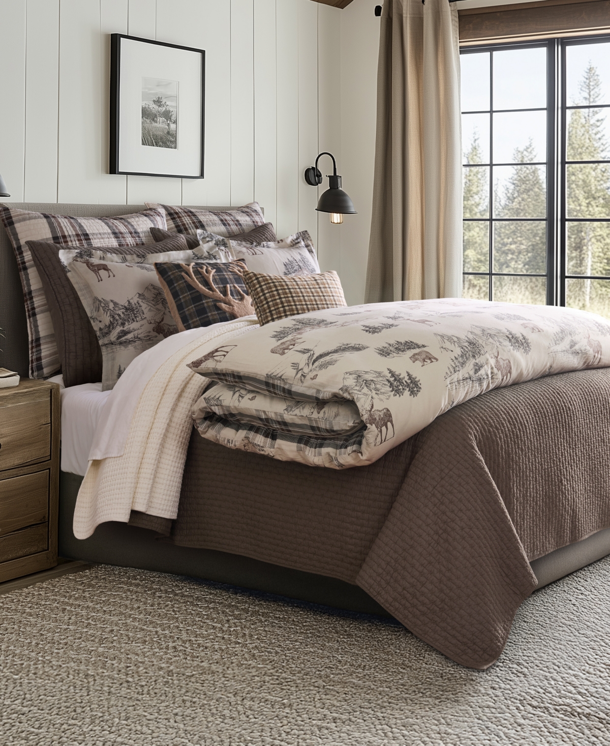 Levtex Home Lodge Toile Reversible 3-pc. Duvet Cover Set, Queen In Brown