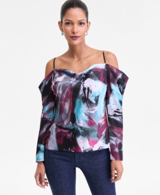 I.N.C. International Concepts - Women's Cold-Shoulder Draped Blouse