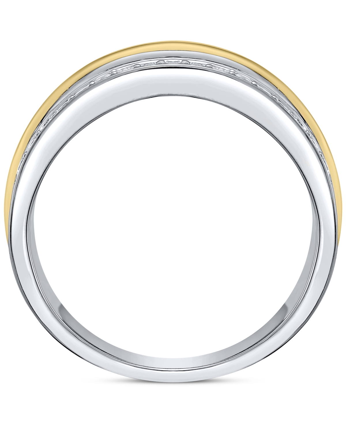 Macy's Men's Diamond Triple Row Band (1/2 Ct. T.w.) In 10k Two-tone Gold In Brown