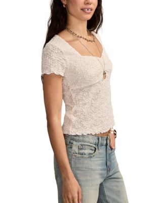 Women's Textured Sweetheart Neck Babydoll Top