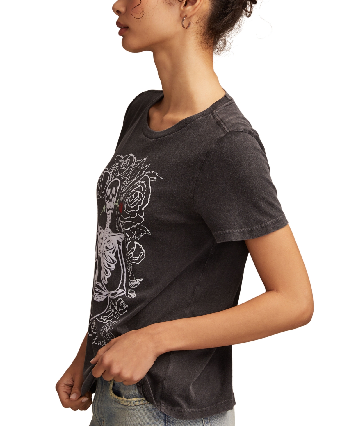 Lucky Brand Guitar Skull Graphic T-shirt In Gray