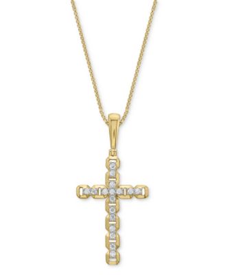 Macy's - Men's Diamond Openwork Cross 22" Pendant Necklace (1/2 ct. t.w.) in 14k Gold-Plated Sterling Silver