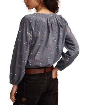 Women's Embroidered Smocked Peasant Top