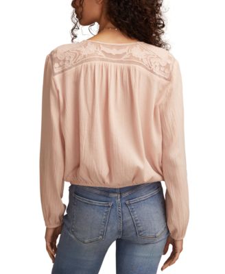 Women's Long Sleeve Pintuck Bubble Top