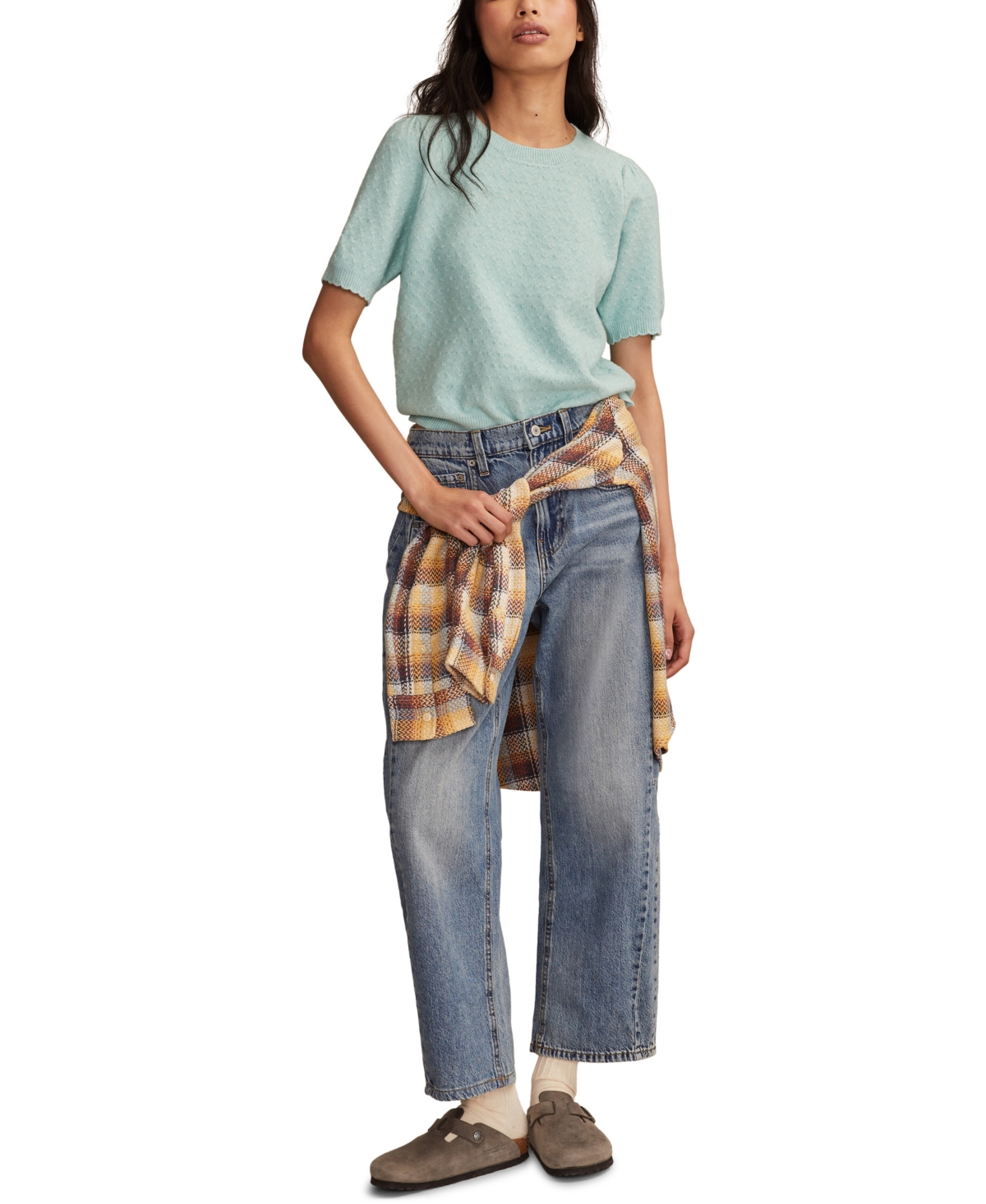 Lucky Brand Women's Cloud Soft Puff Sleeve Sweater T-shirt In Blue