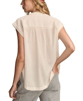 Women's Dolman Ruffle Button Down Top