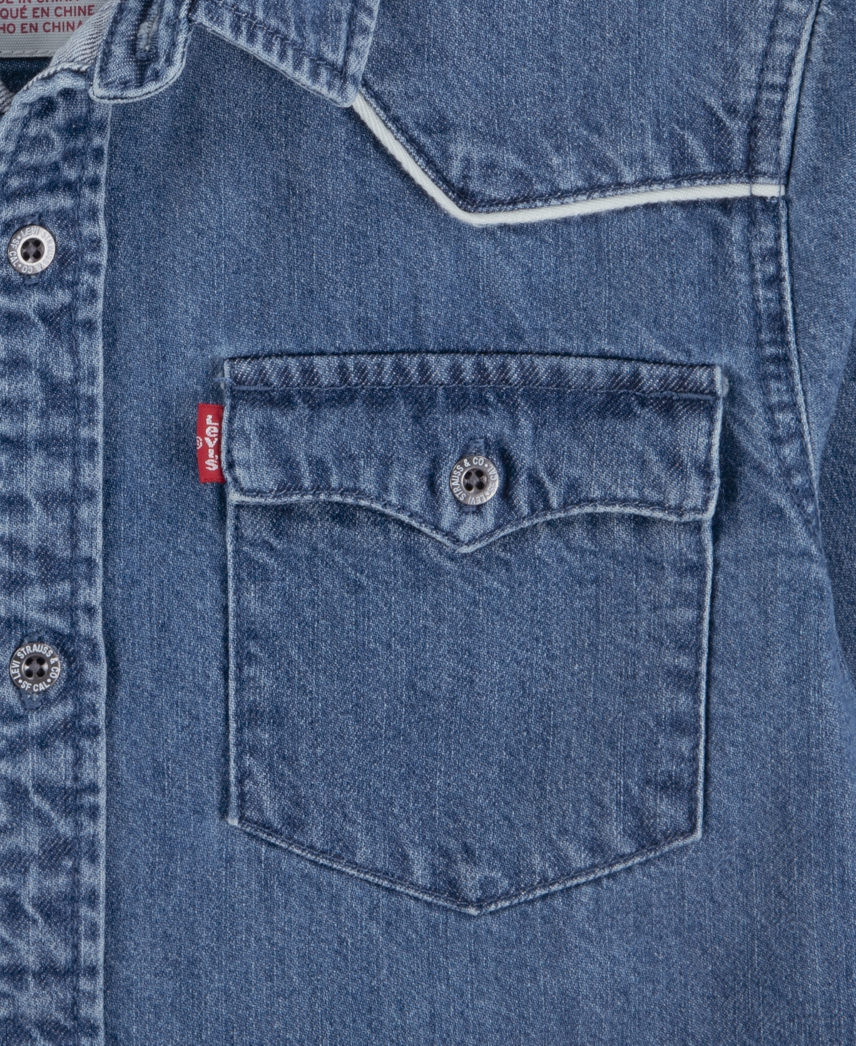 Levi's Big Boys Logo Western Denim Twill Long Sleeve Shirt In Blue