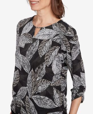 Women's Classic Puff Print Leaf Top