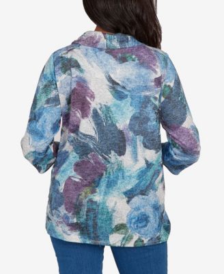 Women's Classic Floral Brushstroke Mock Neck Top