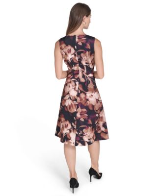Women's Printed Tucked Scuba Dress
