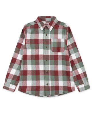 Levis Boys 2T-7 Buffalo Checkered Flannel Long Sleeve Shirt - Red Pear 11$