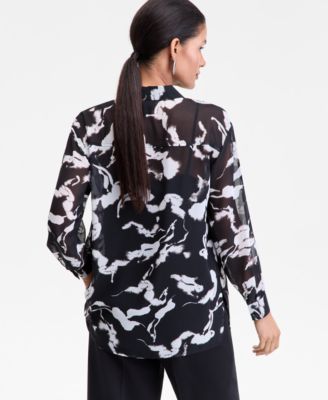 Women's Printed Long-Sleeve Blouse, Macy's Exclusive