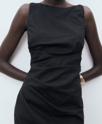 Women's Short Draped Linen Dress