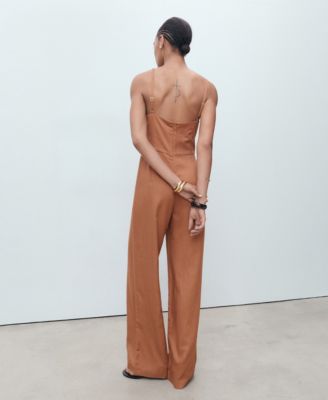 Women's Draped Neckline Long Jumpsuit