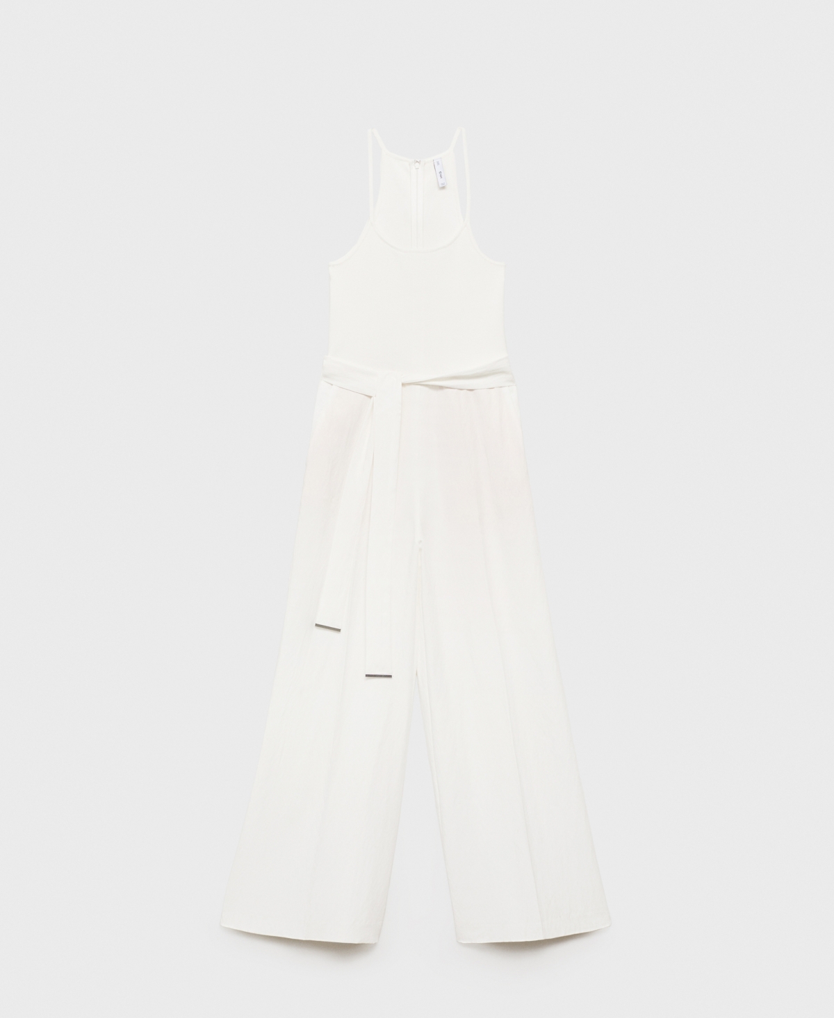 Mango Long Lyocell Jumpsuit With Belt Off White In White