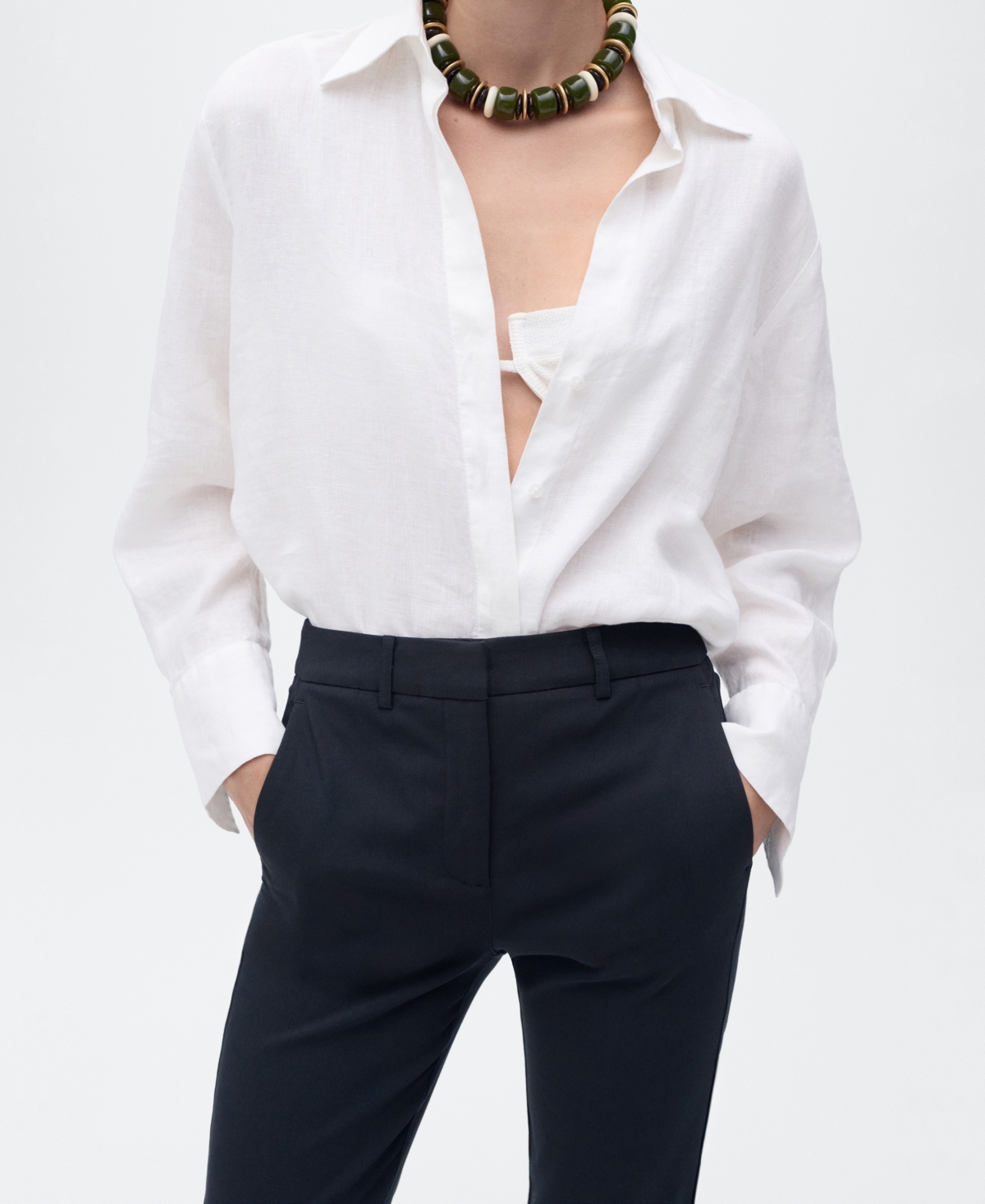 Mango Ankle Straight Leg Pants In Black