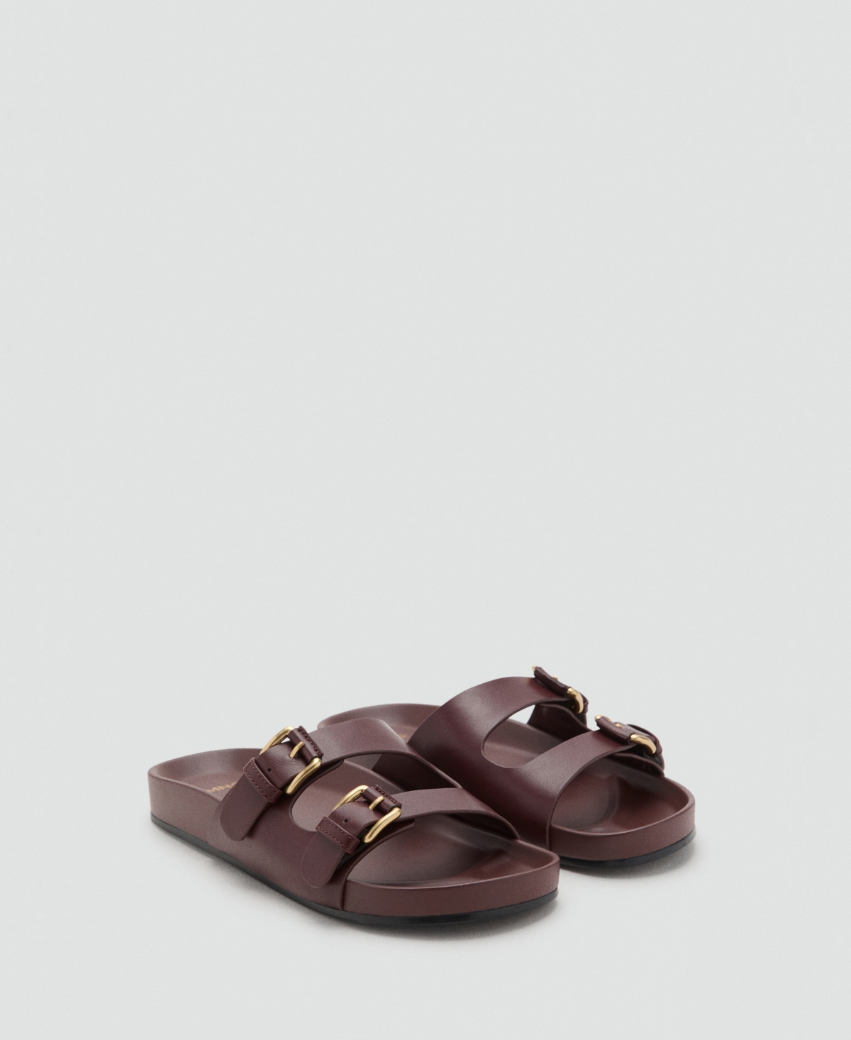 Mango Women's Buckle Flat Sandals In Burgundy