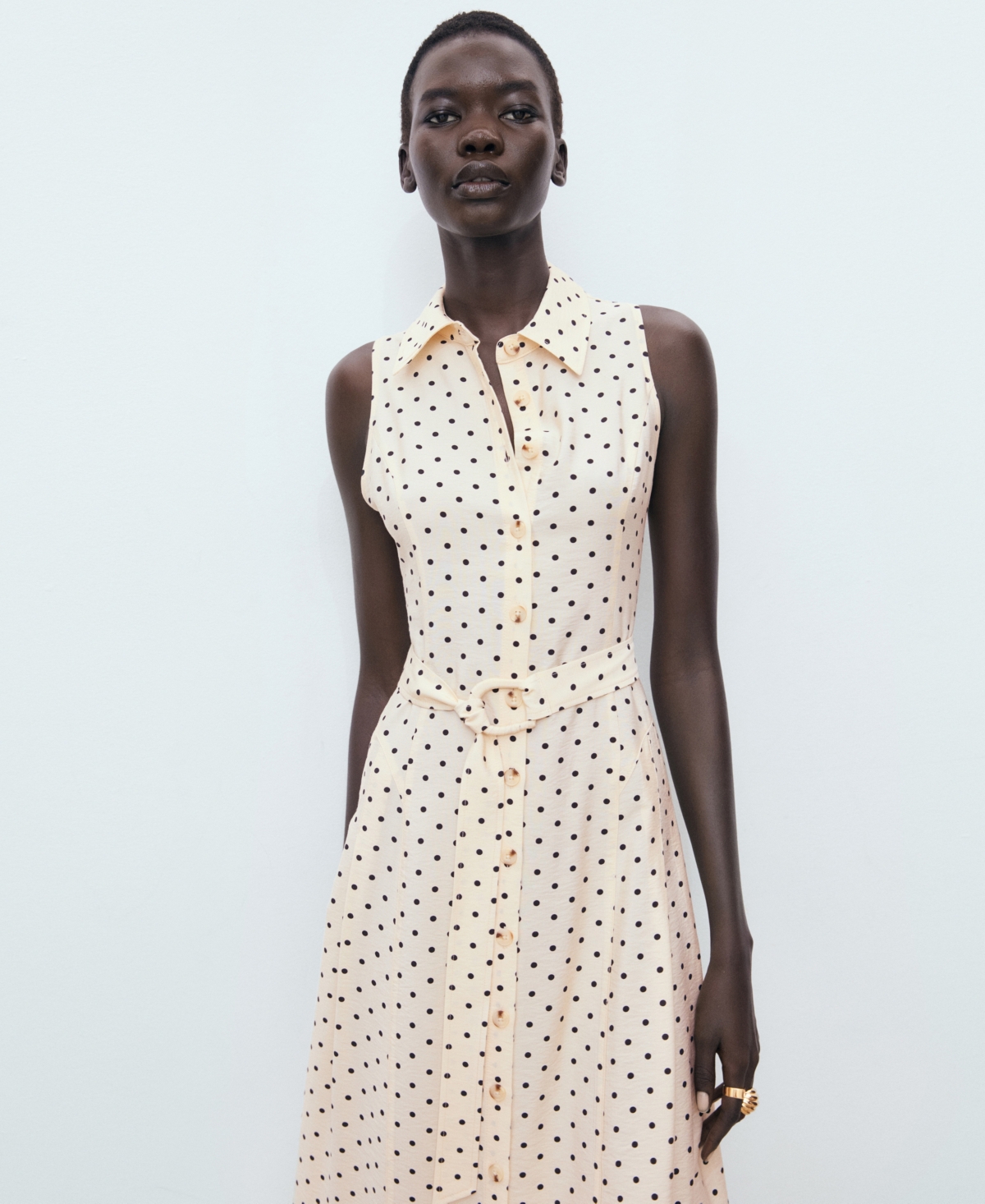 Mango Polka Dot Shirtdress In White