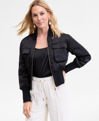 Women's Satin Shrunken Bomber Jacket