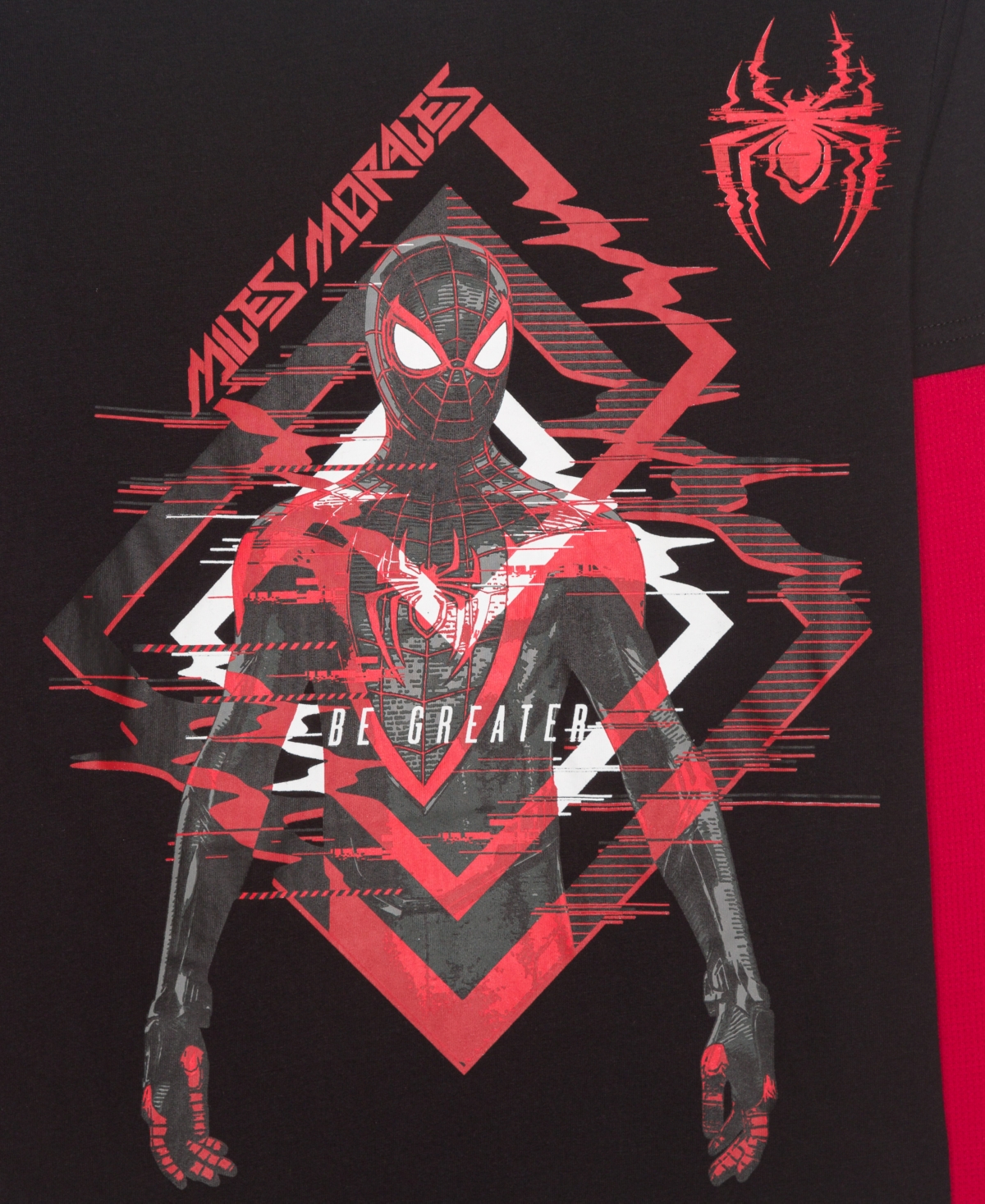 Spider-man Big Boys Miles Greater Long Sleeve Twofer T-shirt In Black