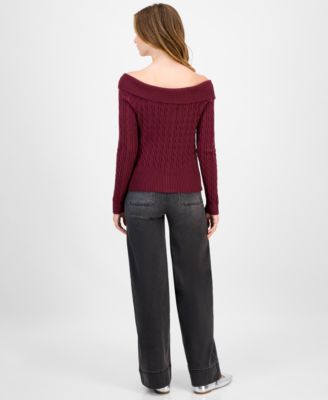 Juniors' High-Rise Patch-Pocket Wide-Leg Jeans 