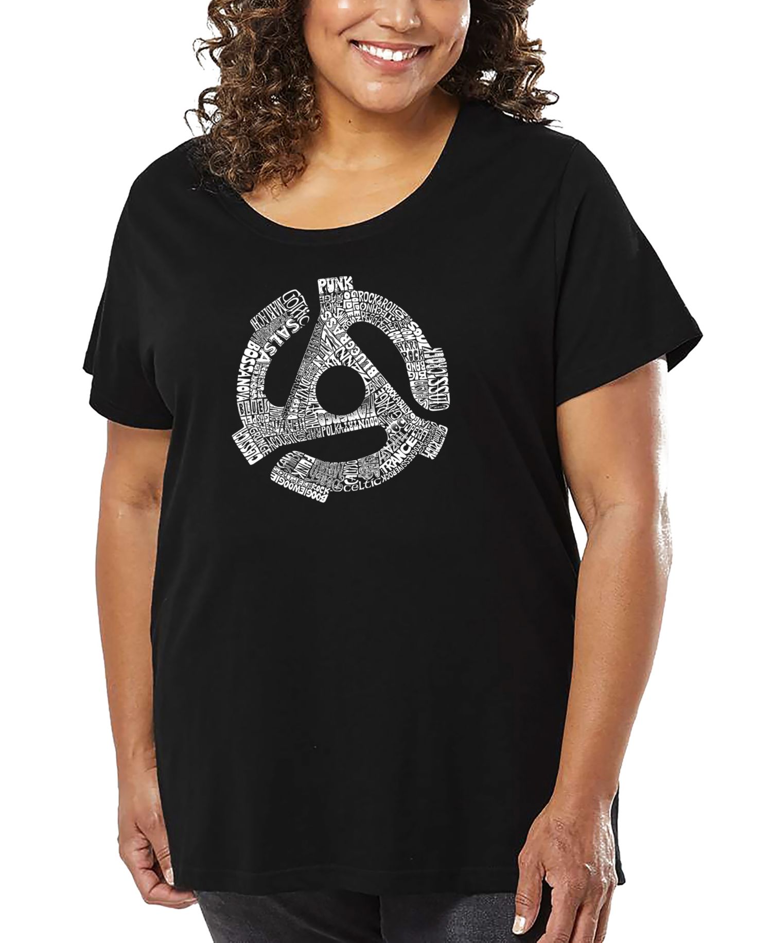 Plus Size Record Adapter Word Art T-Shirt