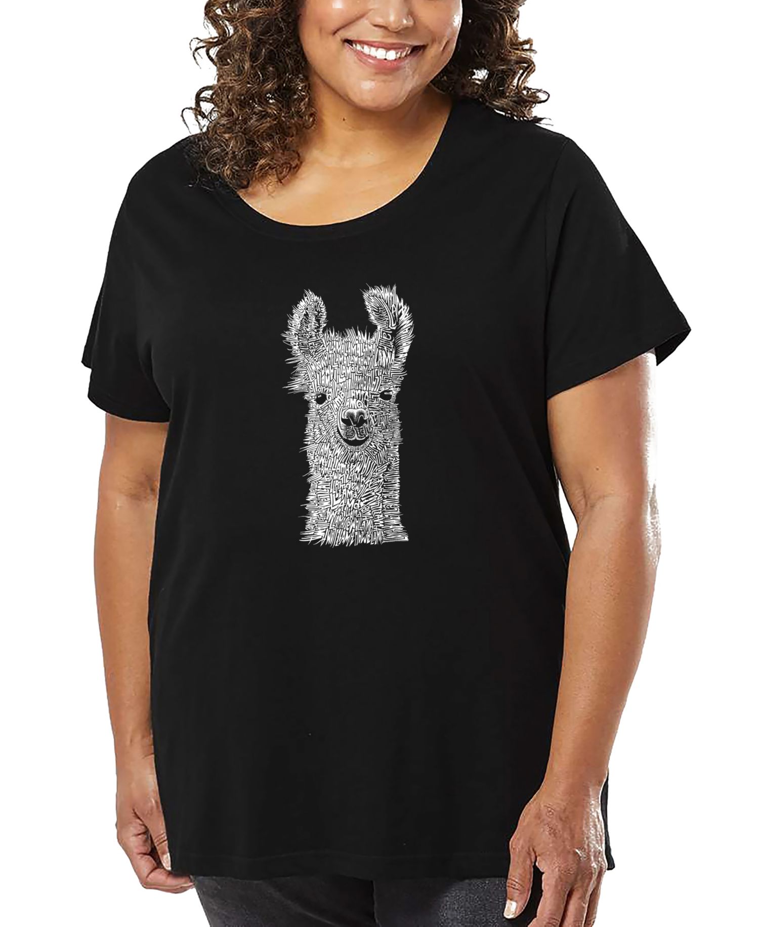 Plus Size Llama Word Art T-Shirt