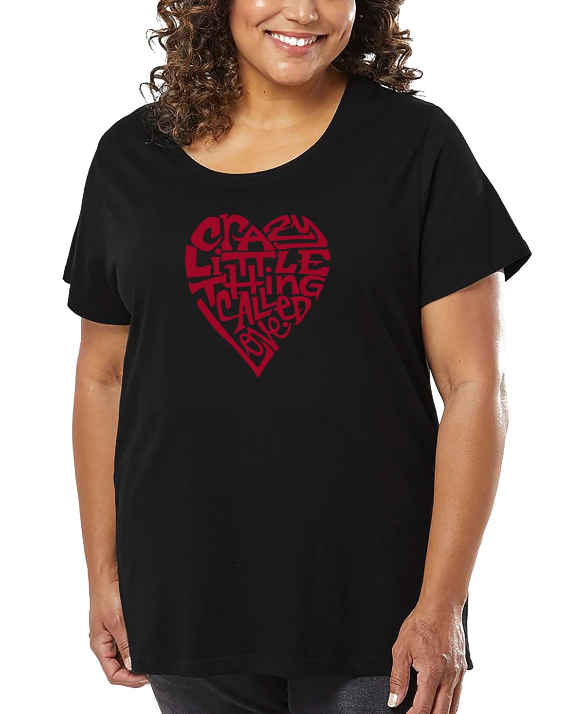 La Pop Art Plus Size Crazy Little Thing Called Love Word Art T-shirt In Blue