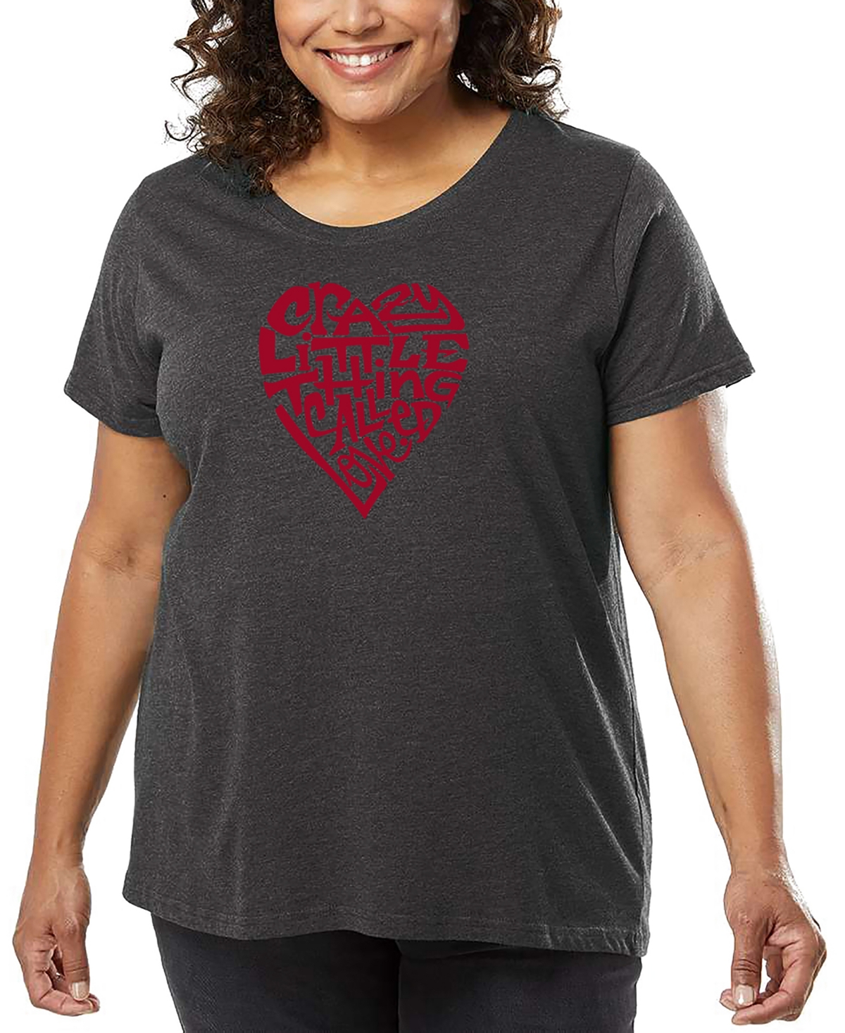 La Pop Art Plus Size Crazy Little Thing Called Love Word Art T-shirt In Gray