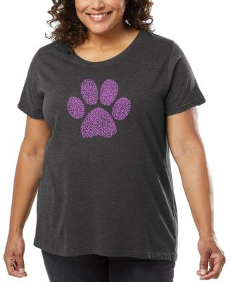 Plus Size XOXO Dog Paw Word Art T-Shirt