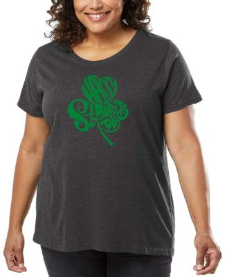 Plus Size St. Patrick's Day Shamrock Word Art T-Shirt
