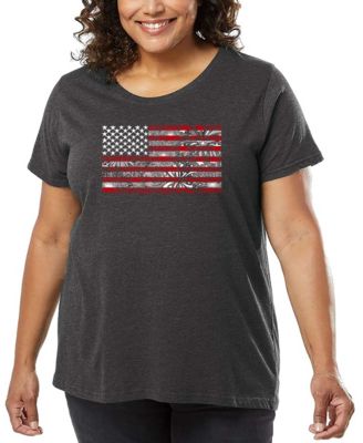 Plus Size Fireworks American Flag Art T-Shirt