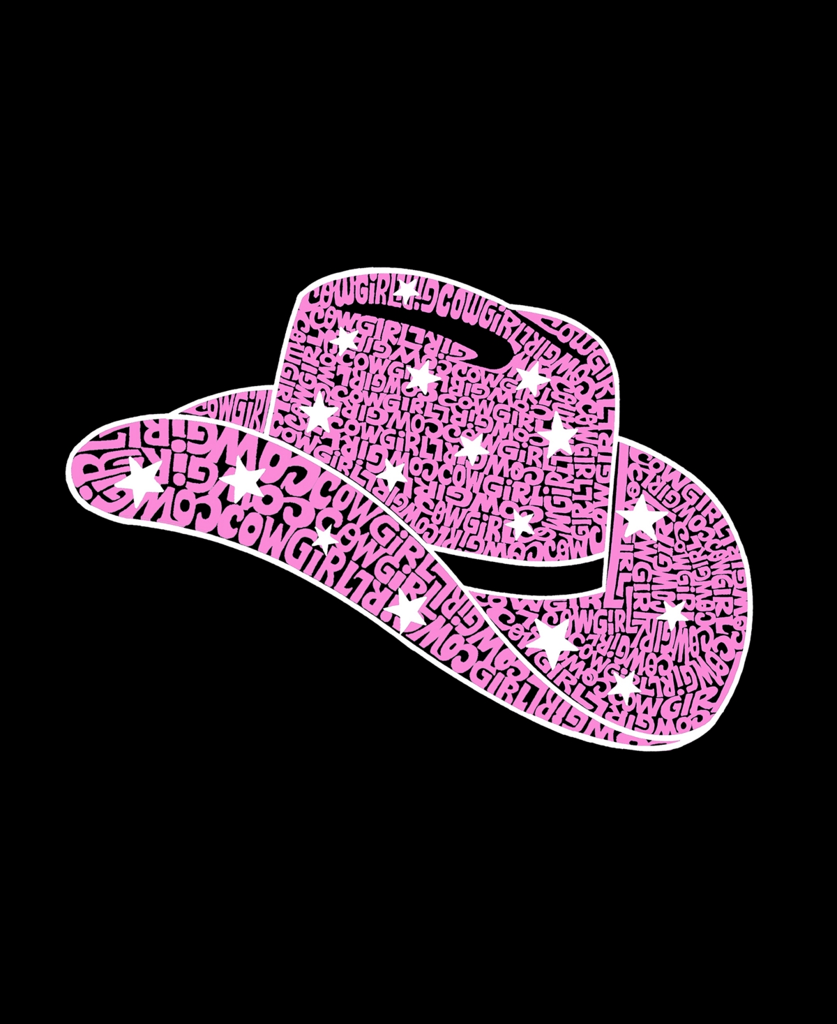 La Pop Art Plus Size Cowgirl Hat Word Art T-shirt In Black