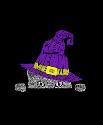 Plus Size Peeking Witch Cat Word Art T-Shirt