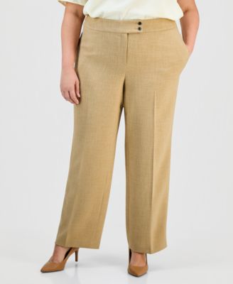Plus Size High Rise Wide-Leg Crepe Pants