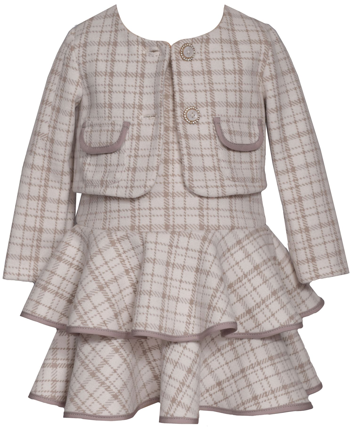 Baby Girls' Tiered Plaid Jacket and Dress, 2-Piece Set