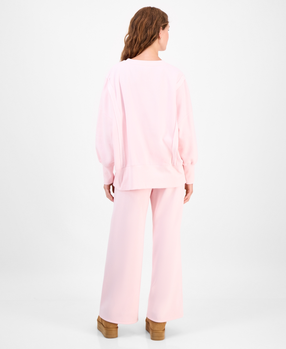 Planet Heart Juniors' Wide-leg Fleece Sweatpants In Pink