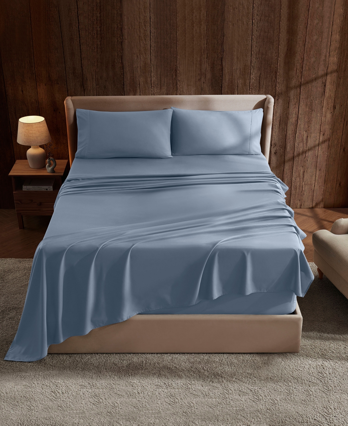 Nestl Premier Collection Deep Pocket 4 Piece Sheet Set, Queen In Blue