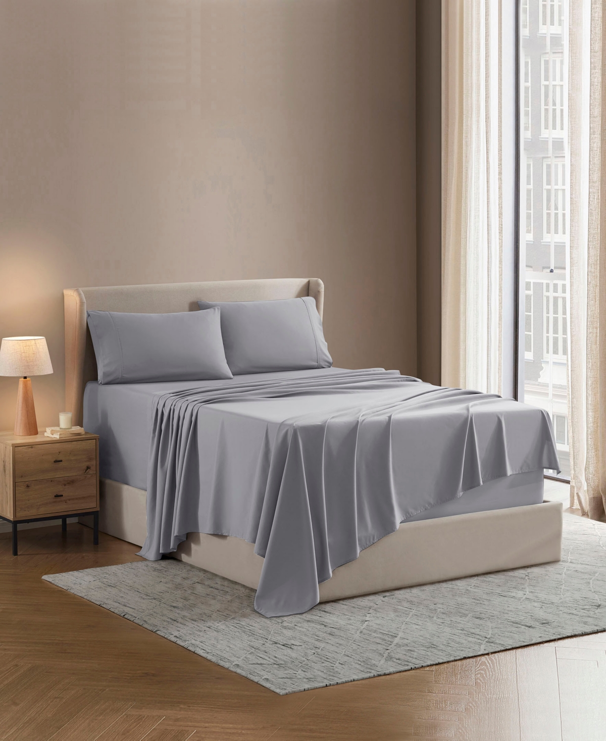 Nestl Premier Collection Deep Pocket 4 Piece Sheet Set, Queen In Gray