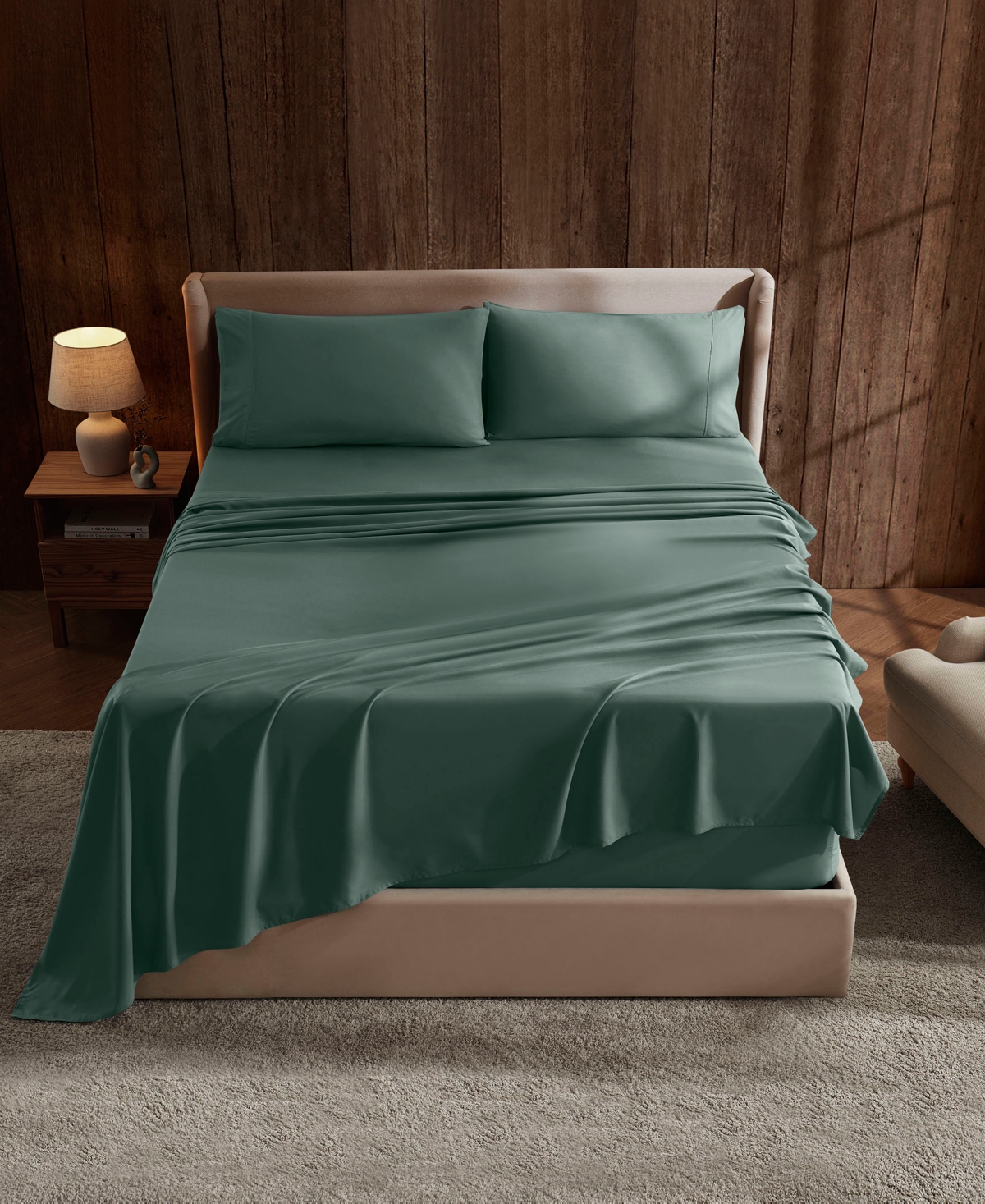 Nestl Premier Collection Deep Pocket 4 Piece Sheet Set, Queen In Green
