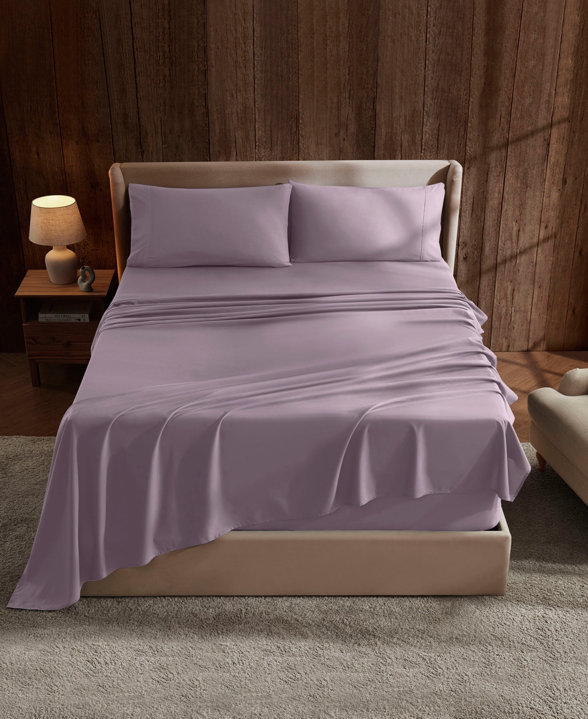 Nestl Premier Collection Deep Pocket 4 Piece Sheet Set, Queen In Purple