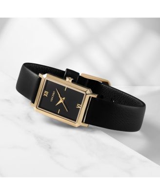 Womens Ava 2.0 Rectangular Quartz Watch with Full Grain Ecco Leather Strap