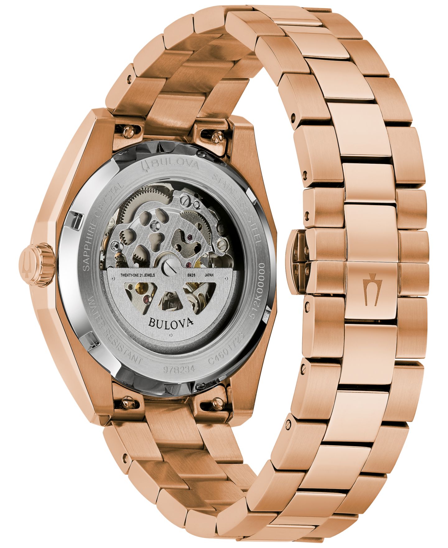 Мужские часы Bulova Classic Surveyor Automatic Rose Gold-Tone Stainless Steel Bracelet Watch 39mm — фото 3