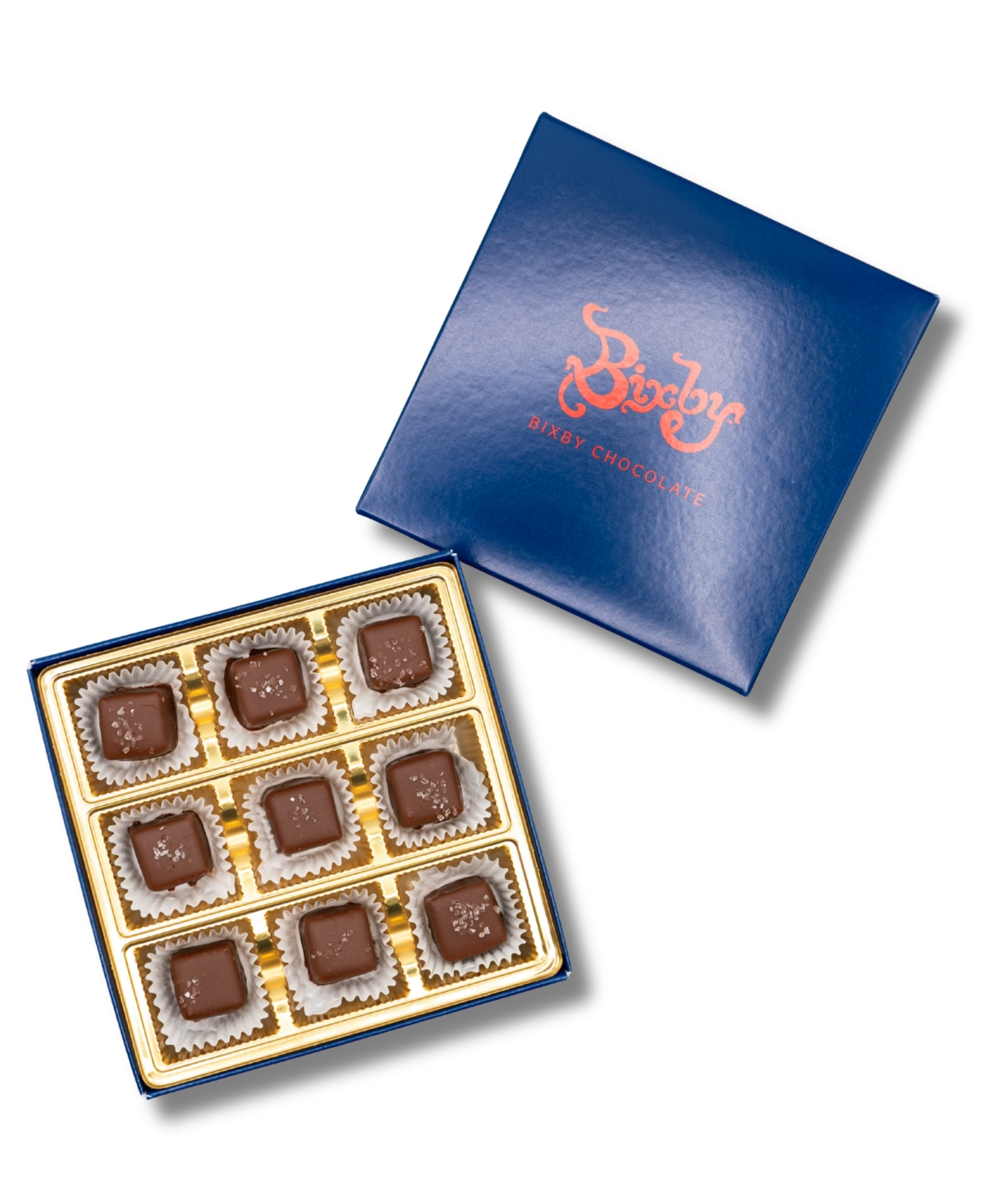 Bixby Chocolate Sea Salted Caramel Gift Box Dark & Milk Chocolate, 18 Pieces In Transparent