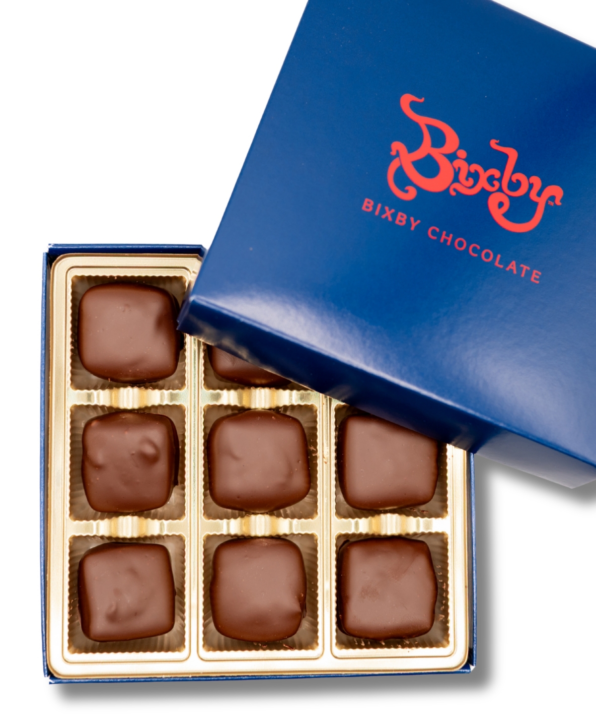 Bixby Chocolate Peacn Caramel Cutes Dark Chocolate, 18 Pieces In Transparent