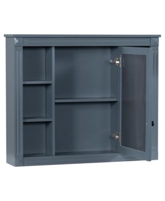 35" x 28" Mirror Cabinet with 6 Open Shelves, Wall Mounted Bathroom Medicine Cabinet (No Vanity)